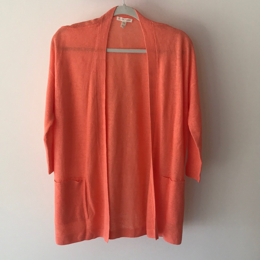 Eileen Fisher salmon pink cardigan